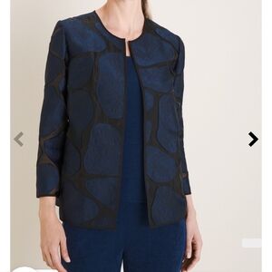 CHICO'S Traveler Giraffe Print Organza Jacquard Jacket